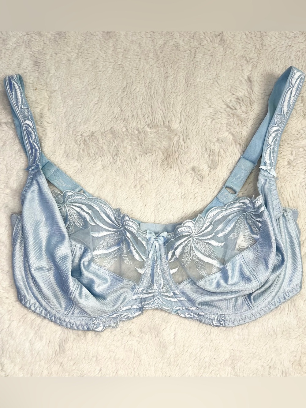 Fantasie Light Blue Sheer Lace Underwire Bra Size 34F